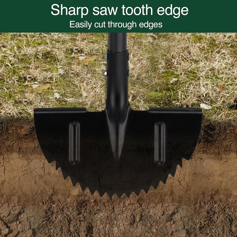 Oliynedy Lawn Edger Tool, Manual Grass Edger Long Handle 36 inch, Steel Hand Saw-Tooth Border Half Moon Edger Shovel for Yard, Garden, Landscaping, Sidewalk, Cable Burying - Image 3